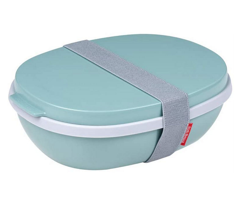 Rosti Mepal Ellipse Duo Reusable Meal Prep Lunch Box, 22.5 x 17.5 x 7.5 cm, Nordic Green