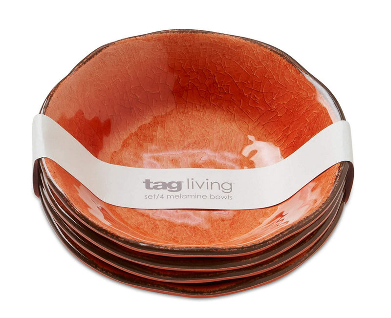 Tag - Veranda Melamine Bowl, Durable, BPA-Free and Great for Outdoor or Casual Meals, Coral (Set Of 4)