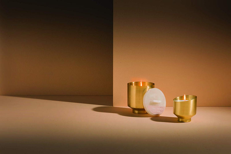 Aromatique Tique & Stone Onyx Brass Decorative Fragrance Candle (Mandarin Rosemary, 12oz)