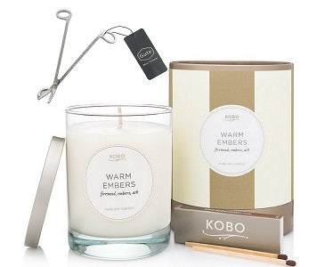 Kobo Candles Warm Embers Candle & Gute Wick Cutter (2 Piece Bundle)