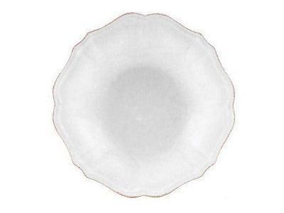 Casafina Stoneware Ceramic Impressions Collection Individual Pasta D9.5" H1.75" 17.5 oz. White