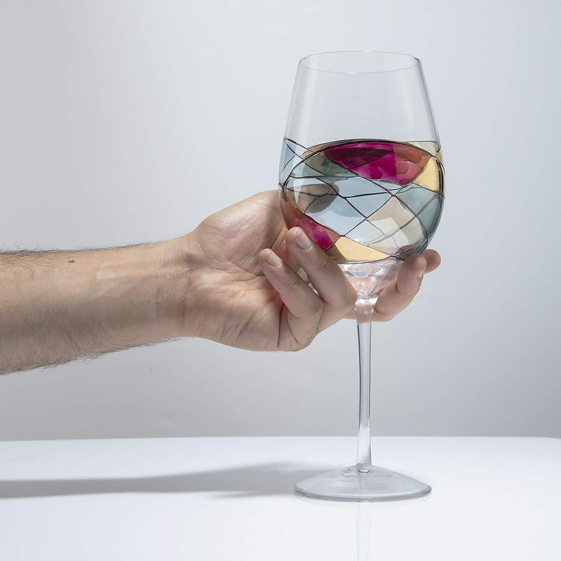 The Wine Savant Beautiful Hand Painted Wine Glasses Set of 2